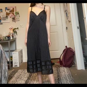 Black silk midi slip